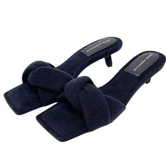 Good American Womens Size 9 Back Terrycloth Low Heel Slide Sandal Shoes in Box - Picture 1 of 6